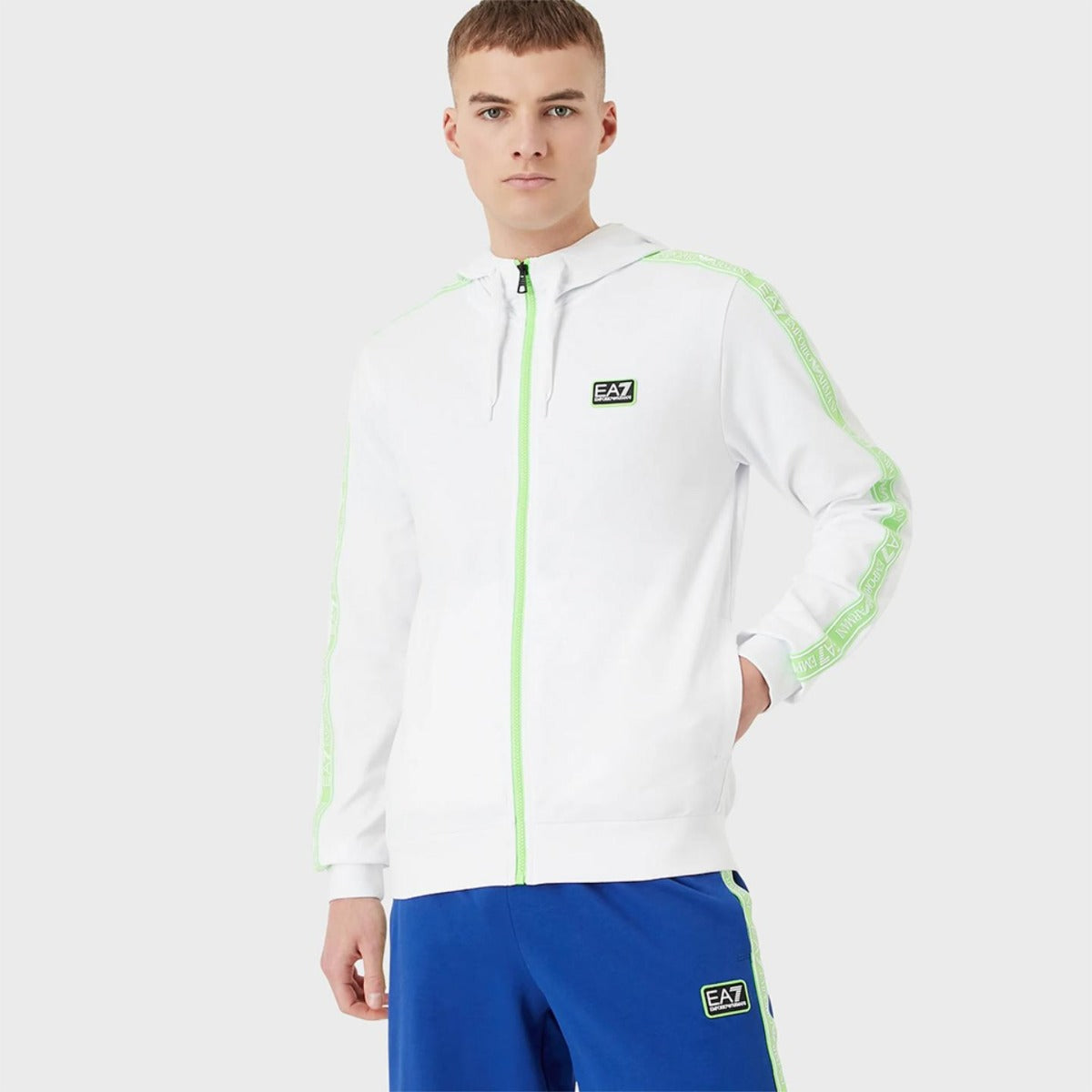 Emporio Armani EA7 Logo Series Hooded Jacket - White/Green
