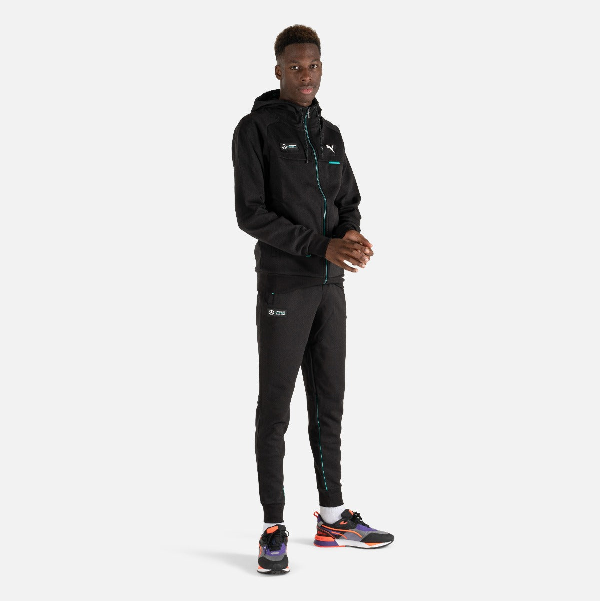 Puma Mercedes Kapuzenjacke – Schwarz/Blau/Weiß