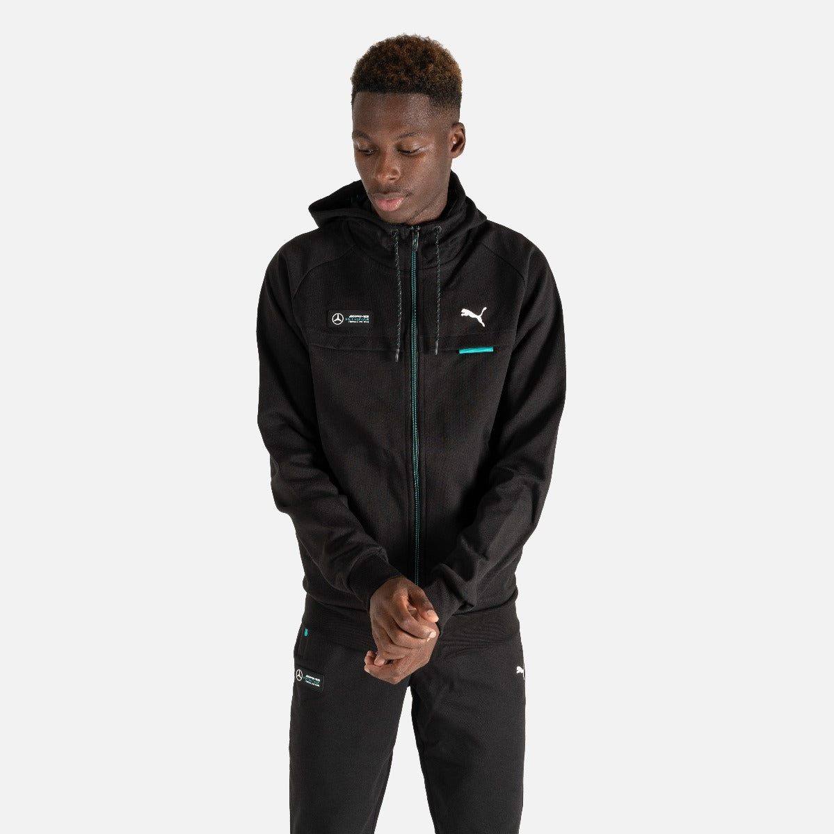 Puma Mercedes Kapuzenjacke – Schwarz/Blau/Weiß