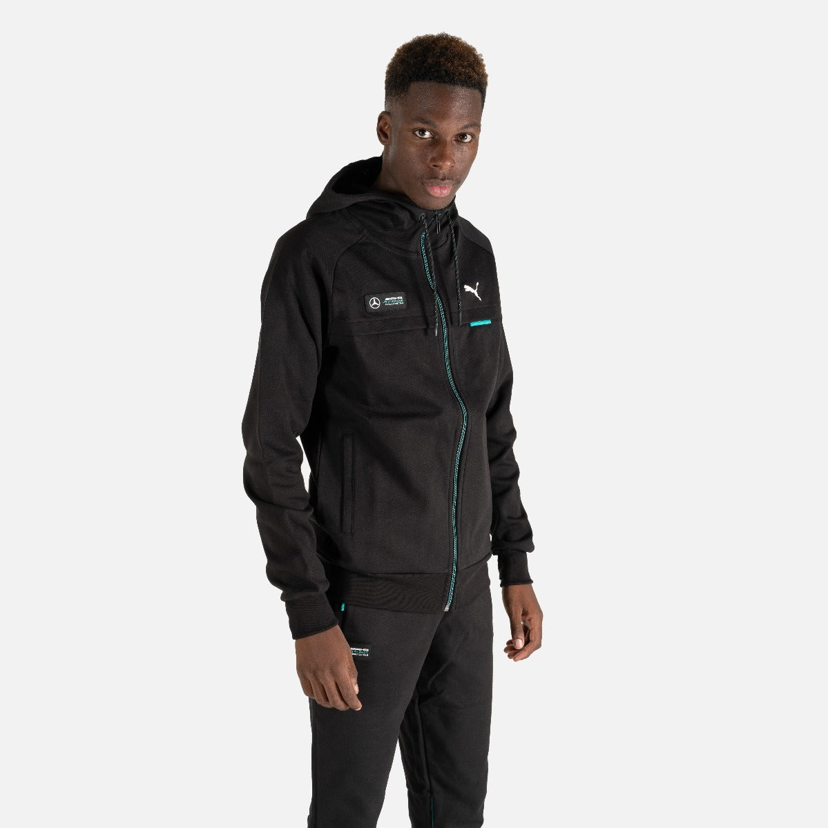 Puma Mercedes Kapuzenjacke – Schwarz/Blau/Weiß