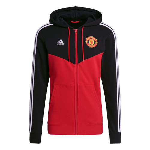 Giacca con cappuccio 3 strisce Manchester United 2021/2022 - Nero/Rosso