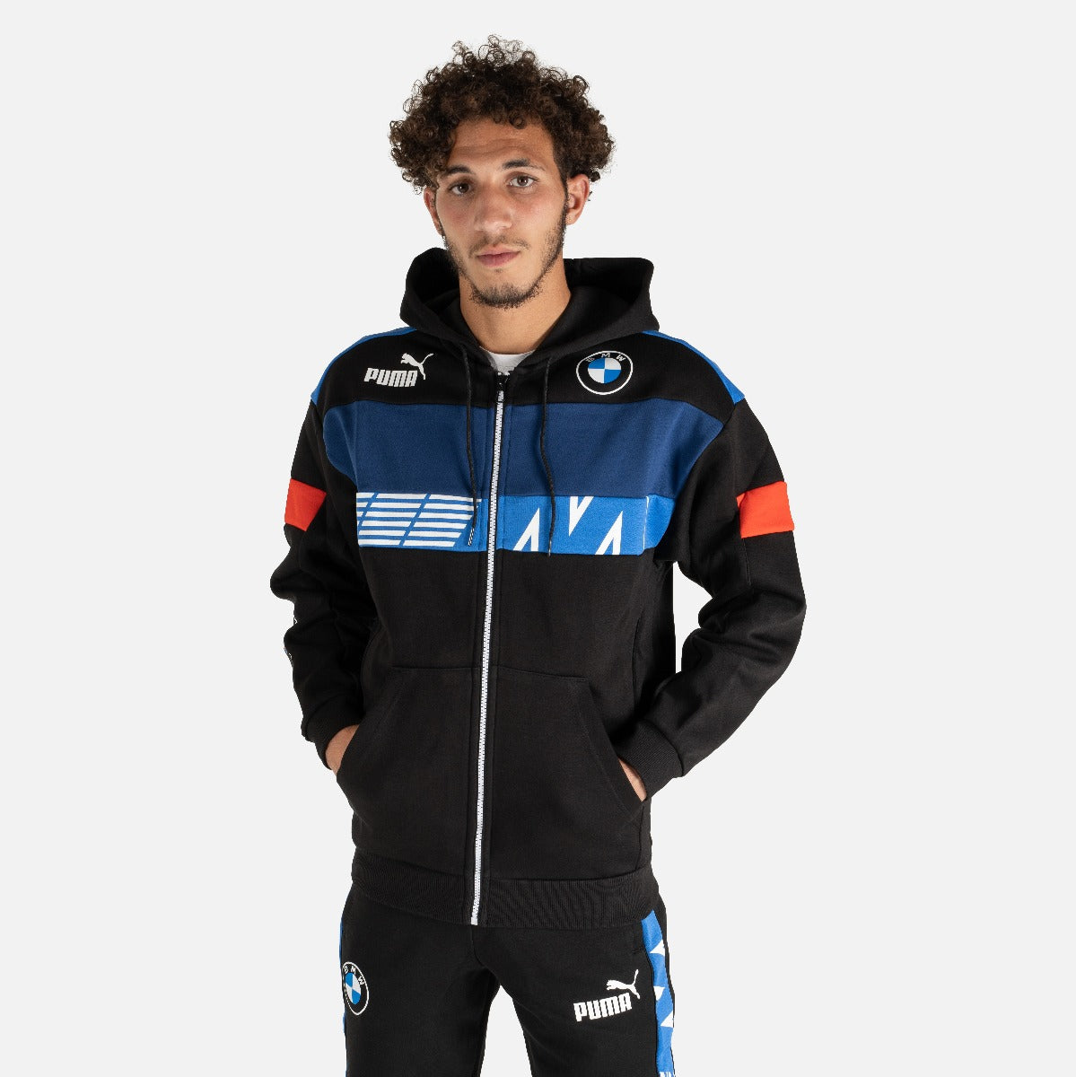 Puma BMW Motorsport Kapuzenjacke – Schwarz/Rot/Blau