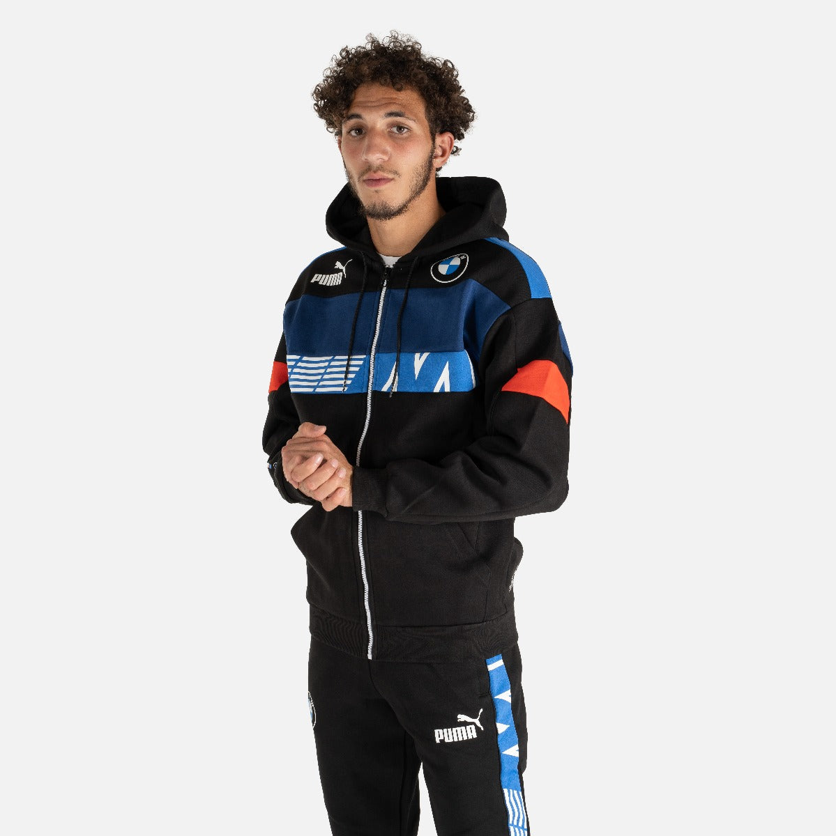 Puma BMW Motorsport Kapuzenjacke – Schwarz/Rot/Blau