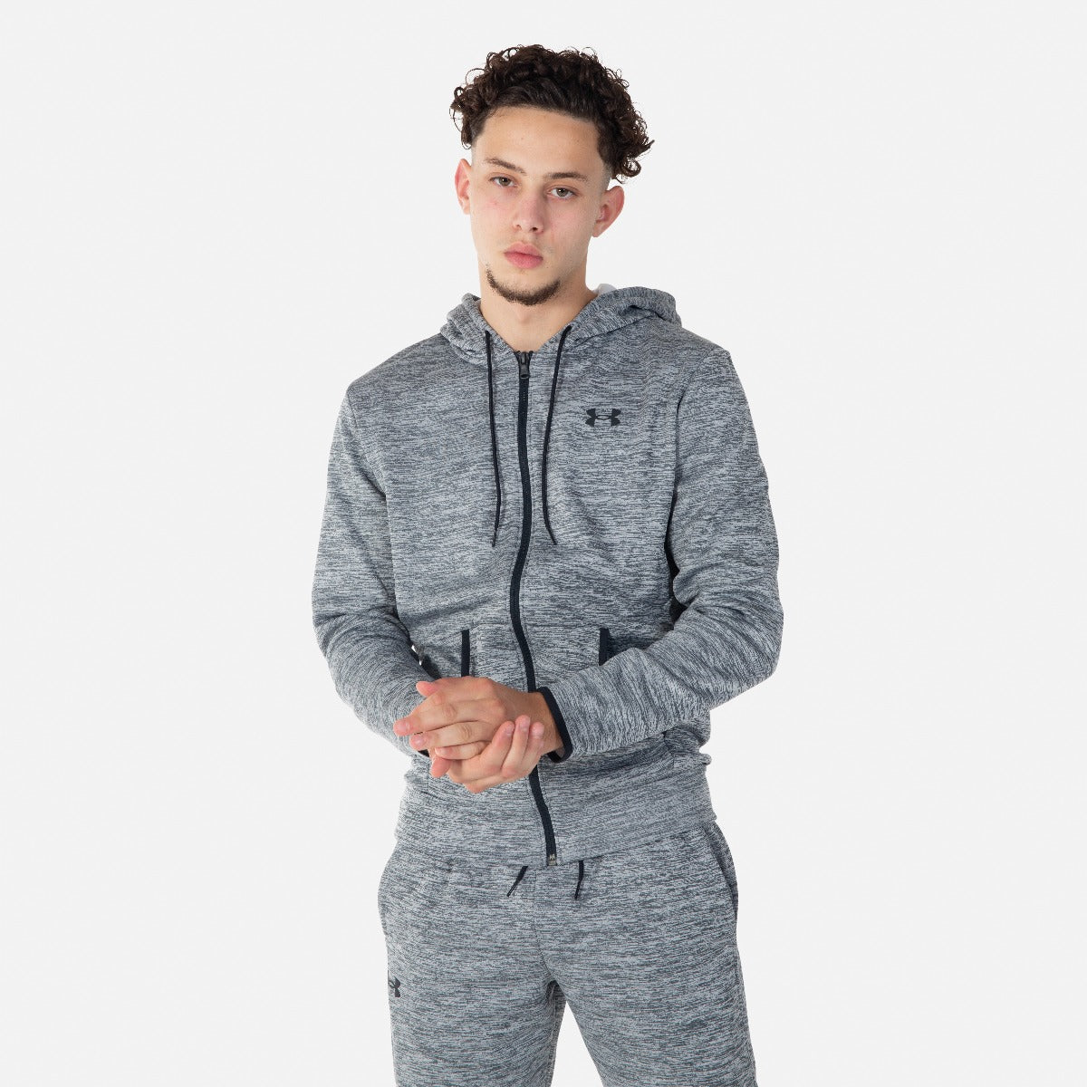 Under Armour – Footkorner Grau Fleece-Kapuzenjacke –