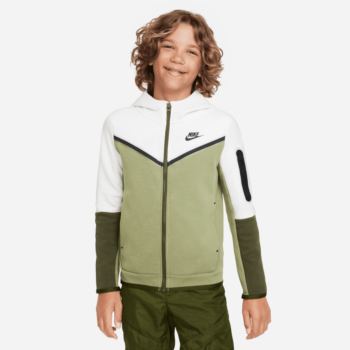Nike Tech Fleece Junior Jacket Khaki White Black Footkorner