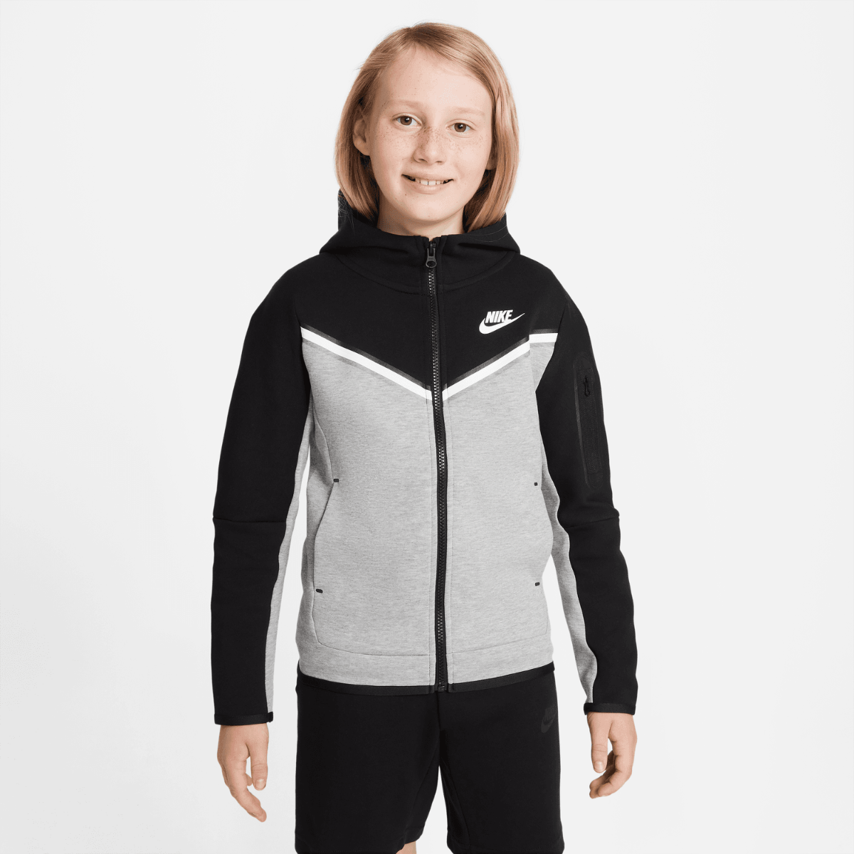Nike Tech Fleece Junior Jacket - Black/Grey/White – Footkorner
