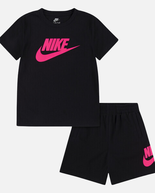Completo T-shirt e pantaloncini Nike per bambini - Nero/Rosa - Footkorner