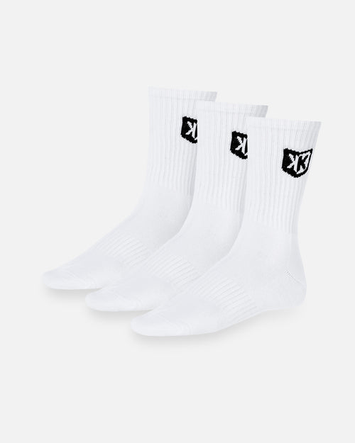 Pack de 3 paires de chaussettes FK longues  - Blanc - Footkorner