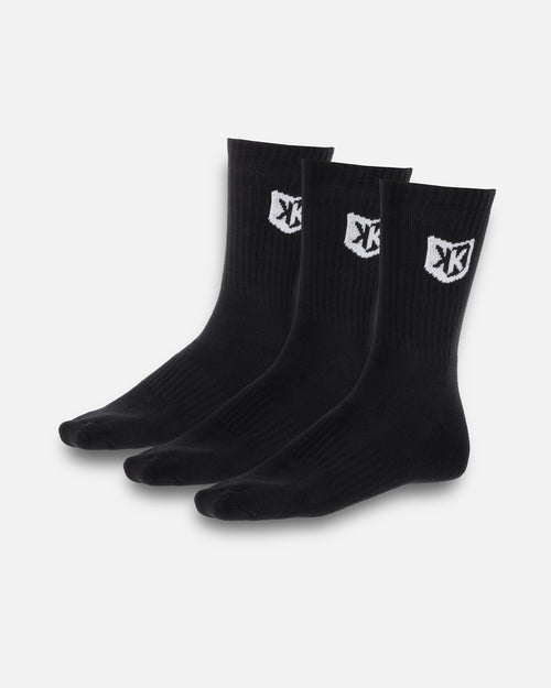 Pack de 3 paires de chaussettes FK longues - Noir - Footkorner