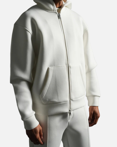 Chándal Básico con Capucha y Cremallera - Blanco - Footkorner