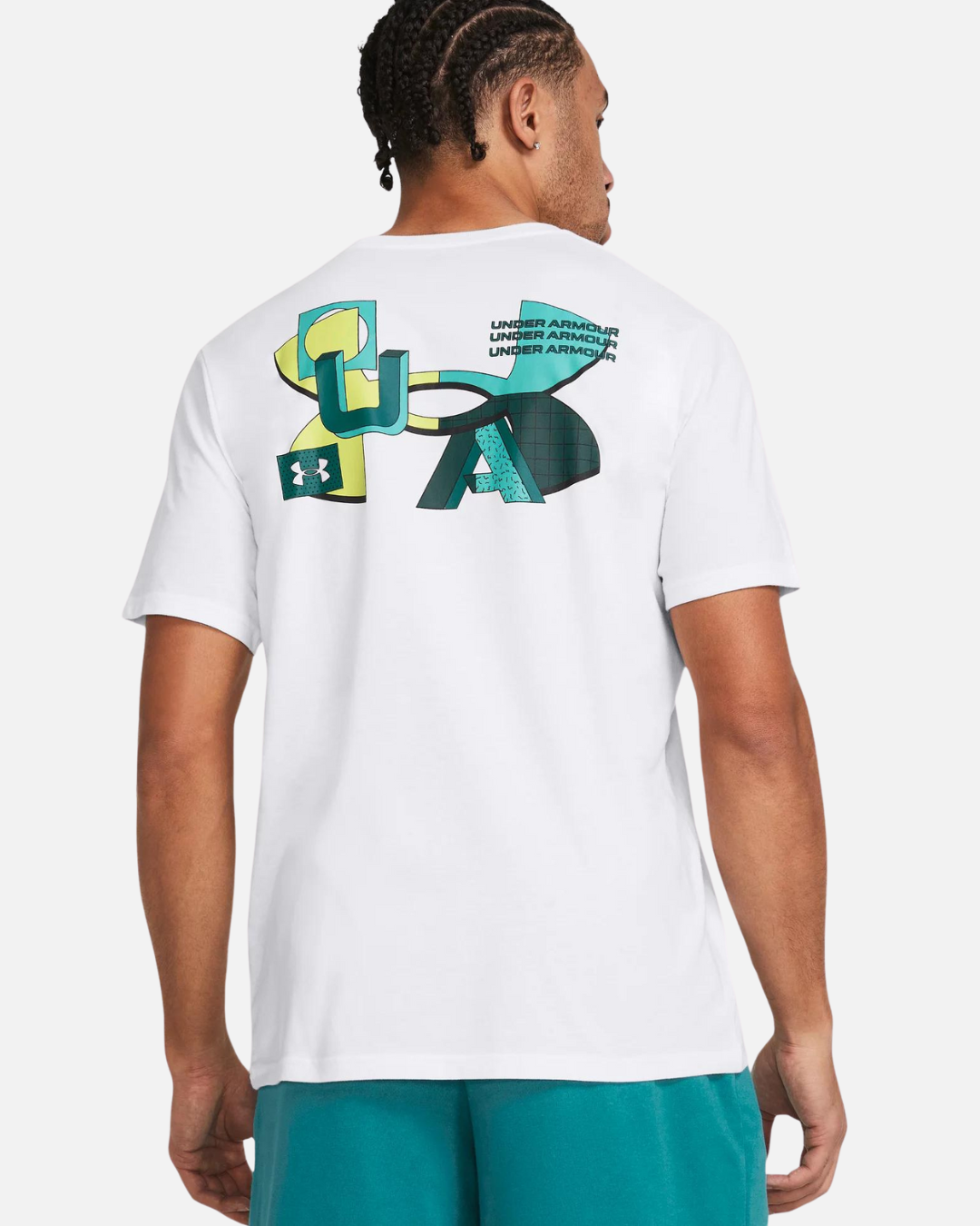 T-shirt Under Armour Color Block Logo Left Chest - Blanc