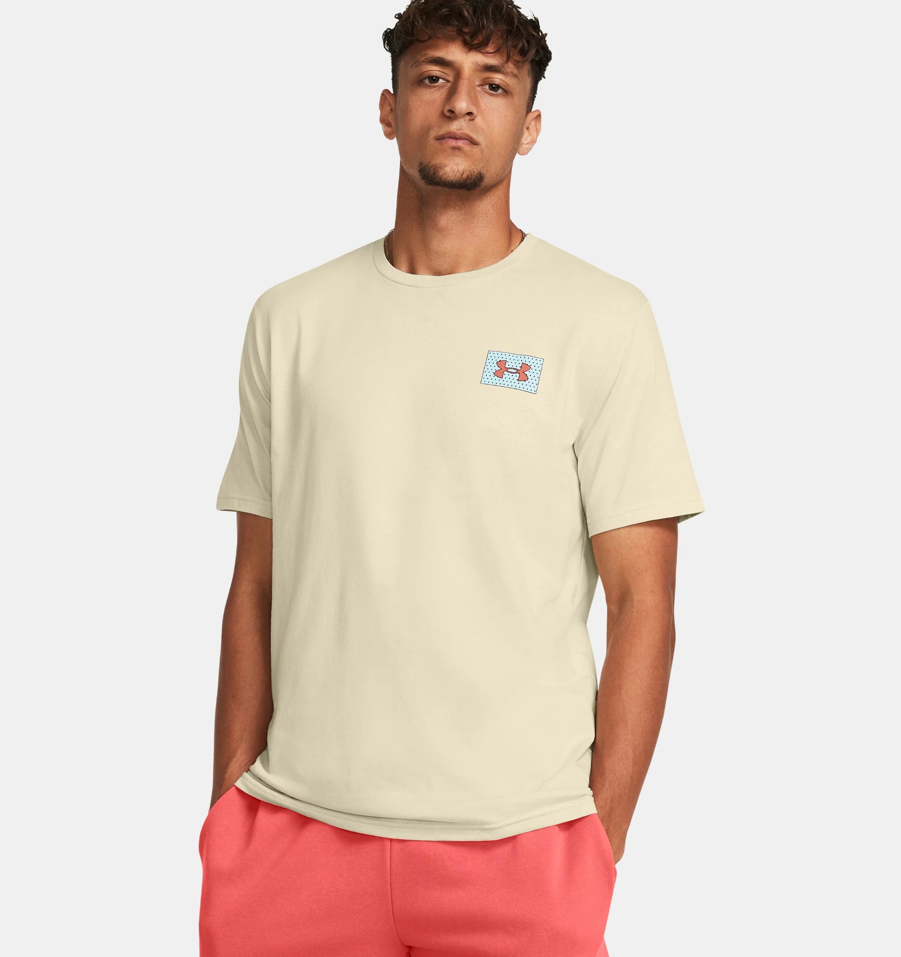 FootkornerT-shirt Under Armour Color Block Logo Left Chest - Beige