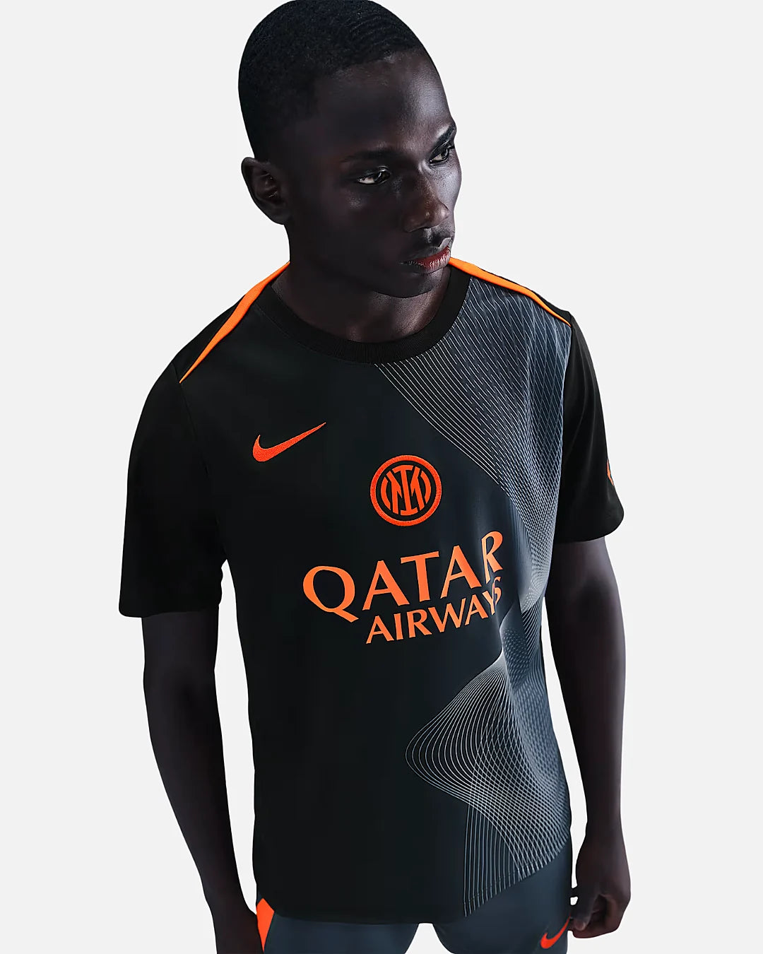 FootkornerCamiseta de precalentamiento Inter Milan Academy Pro - Negro/Naranja
