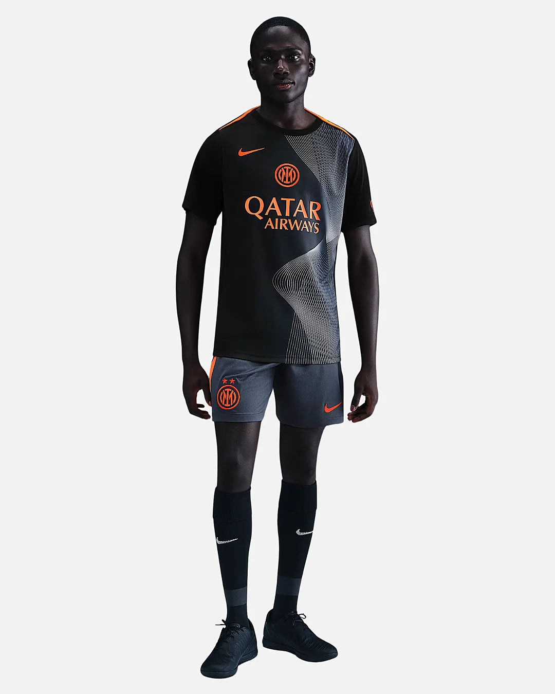 FootkornerCamiseta de precalentamiento Inter Milan Academy Pro - Negro/Naranja
