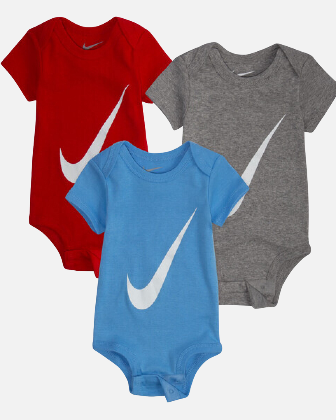 FootkornerNike Swoosh baby boy t-shirt (x3) - Red/Blue/Grey