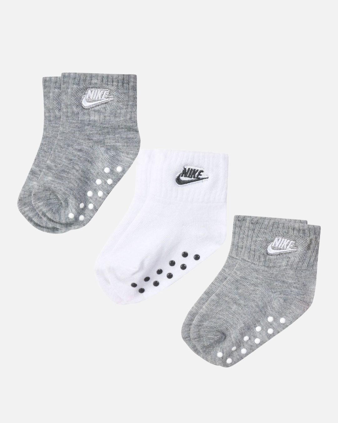 FootkornerNike Core Futura Gripper Socken (3er-Pack) Baby - Grau/Weiß