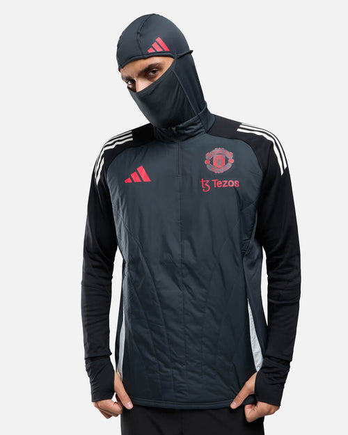 Manchester United 1/4 zip top with integrated balaclava 2024/2025 - Black/Red - Footkorner