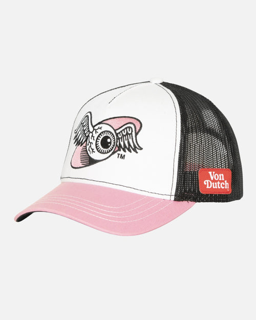 Casquette Von Dutch Broderie Oeil - Blanc/Rose/Noir - Footkorner