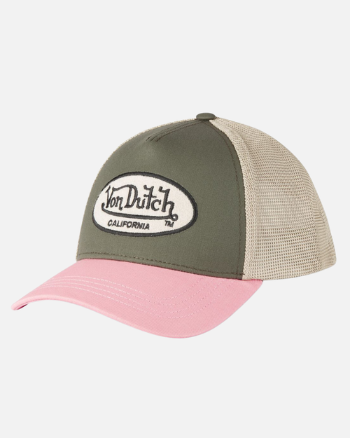 Vondutch Kaki Trucker Snapback Terry-Cap - Khaki/Rosa - Footkorner