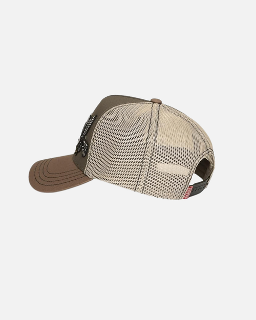 Casquette Vondutch Trucker Snapback Patches - Kaki/Marron - Footkorner
