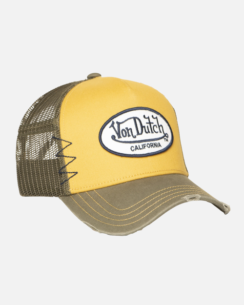 Vondutch Trucker Snapback Used-Cap - Khaki/Gelb - Footkorner