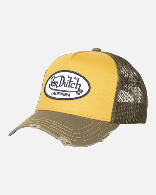 Vondutch Trucker Snapback Used-Cap - Khaki/Gelb - Footkorner