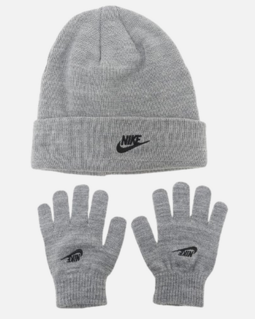 Nike Junior Hat and Gloves Set - Gray/Black - Footkorner