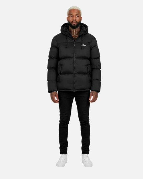 Doudoune avec Cagoule Intégrée Helvetica Middle Block II - Noir - Footkorner