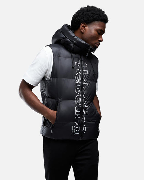 Helvetica Silver Sleeveless Down Jacket - Black - Footkorner