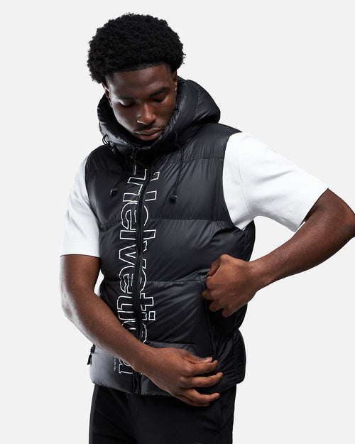 Helvetica Silver Sleeveless Down Jacket - Black - Footkorner