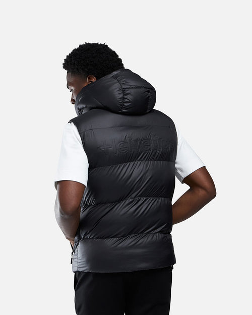 Helvetica Silver Sleeveless Down Jacket - Black - Footkorner