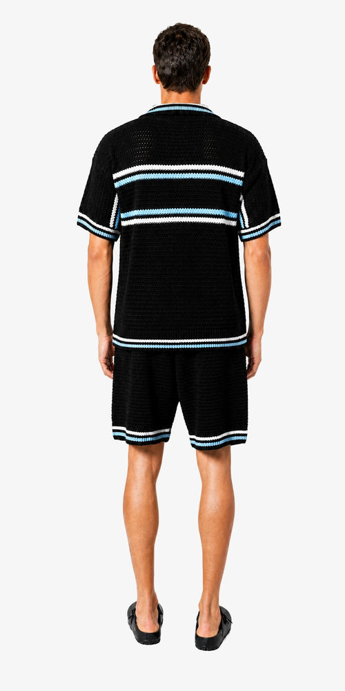 Ensemble IKAO Homme Maille Crochet - Noir/Blanc - Footkorner