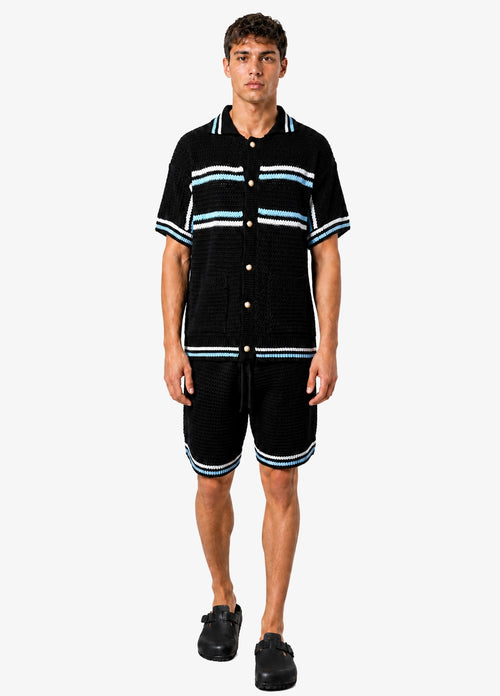 Ensemble IKAO Homme Maille Crochet - Noir/Blanc - Footkorner