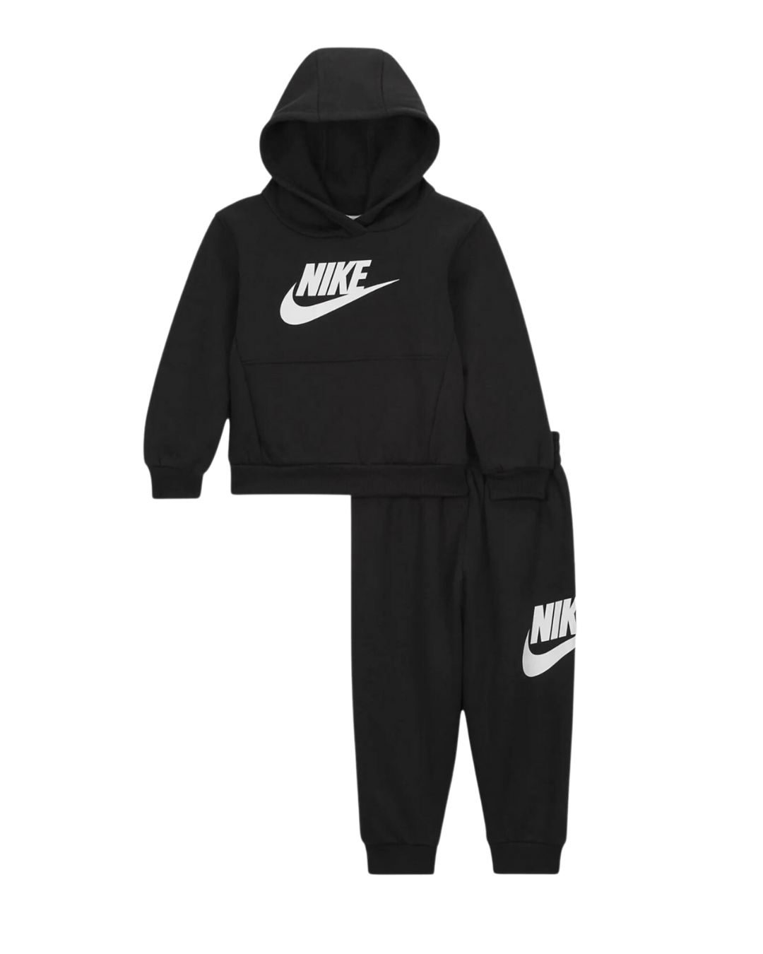 Nike Club Fleece Kinder-Trainingsanzug-Set – Schwarz/Weiß