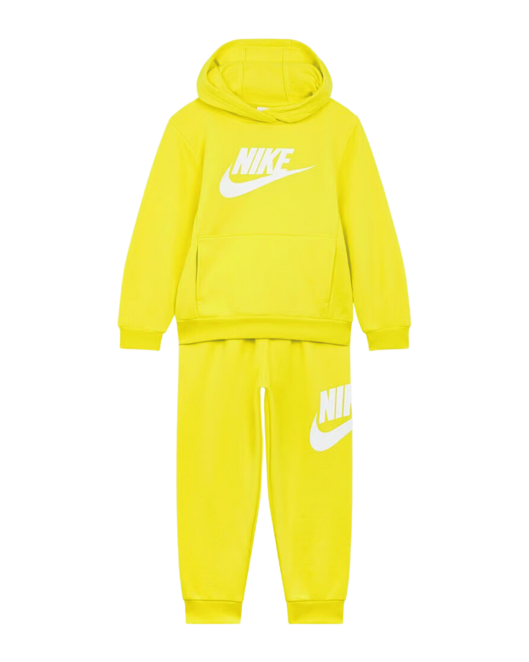 Nike Club Fleece Kinder-Trainingsanzug-Set – Gelb/Weiß