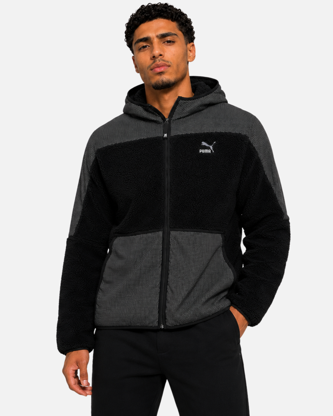 Chaqueta con capucha Puma Sherpa - Negro