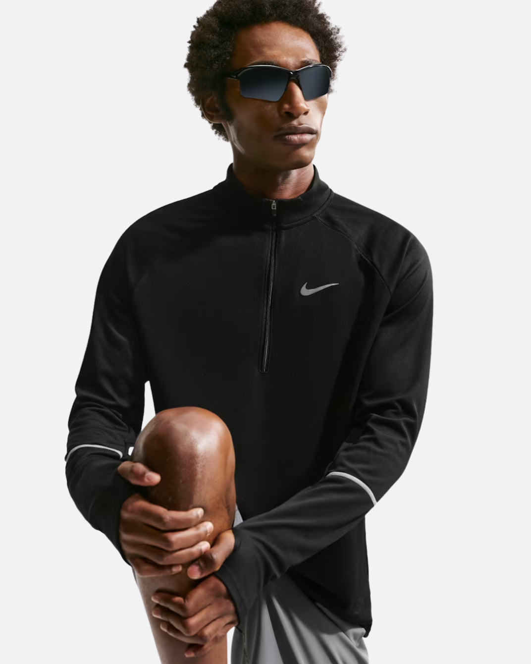 Nike Miler Dri-FIT Laufoberteil mit halbem Reißverschluss – Schwarz