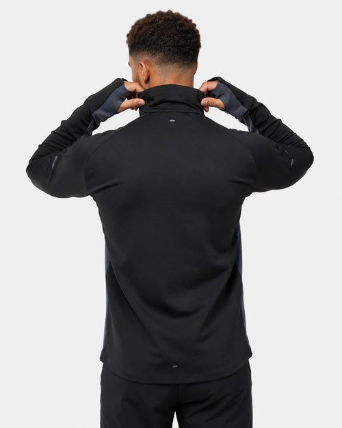 Parte superior 1/2 cremallera FK Rocks II con capucha integrada - Negro/Gris - Footkorner