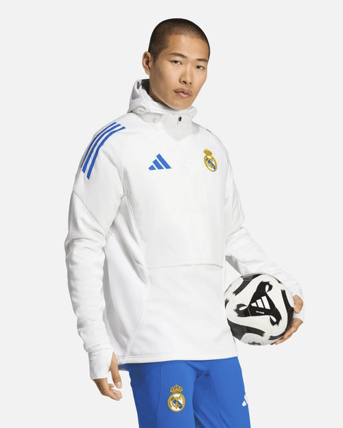 Haut d'entraînement Cagoule Intégrée Real Madrid 2025/2026 - Blanc - Footkorner