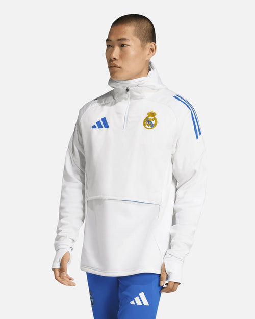 Haut d'entraînement Cagoule Intégrée Real Madrid 2025/2026 - Blanc - Footkorner