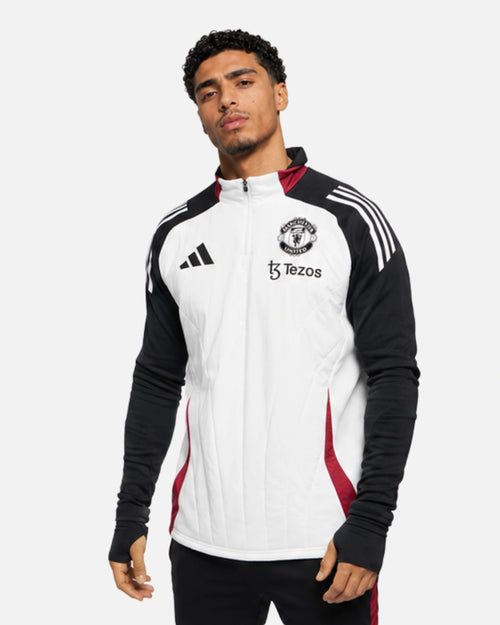 Haut Manchester United 2024/2025 cagoule intégrée - Blanc/Noir/Rouge - Footkorner