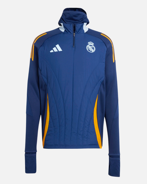 Haut Real Madrid 2024/2025 Cagoule Integriert - Blau/Gelb - Footkorner