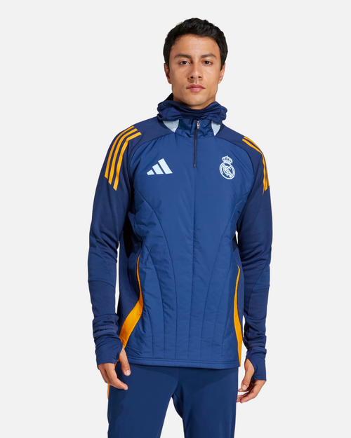 Haut Real Madrid 2024/2025 Cagoule Integriert - Blau/Gelb - Footkorner
