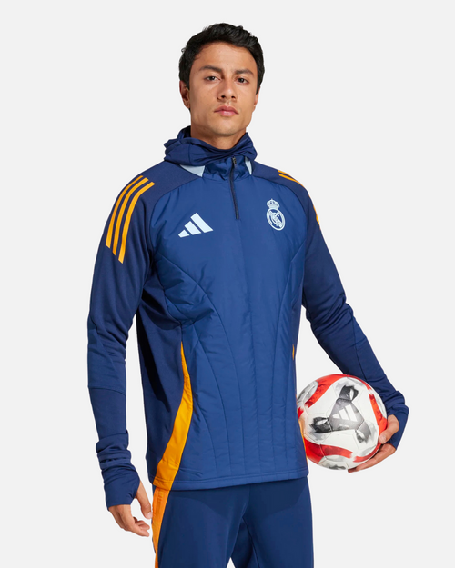 Haut Real Madrid 2024/2025 Cagoule Integriert - Blau/Gelb - Footkorner