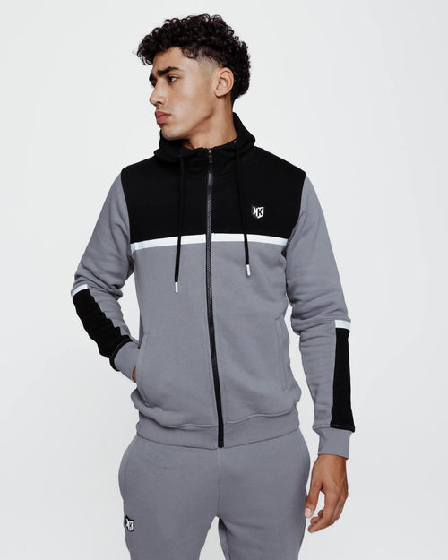 Felpa con cappuccio FK Sicarios V - Grigio/Nero/Bianco - Footkorner