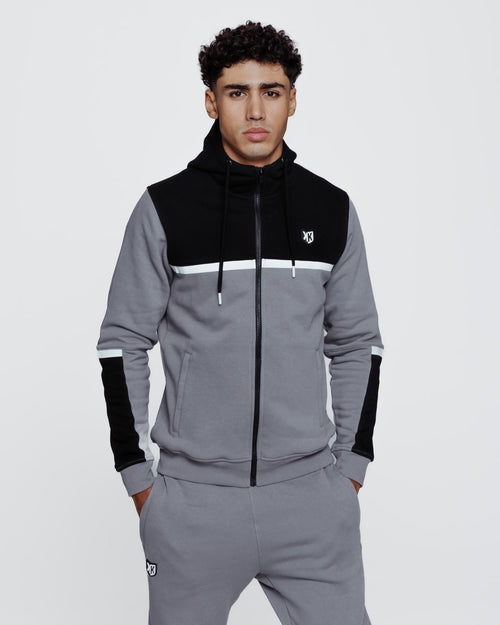 Felpa con cappuccio FK Sicarios V - Grigio/Nero/Bianco - Footkorner