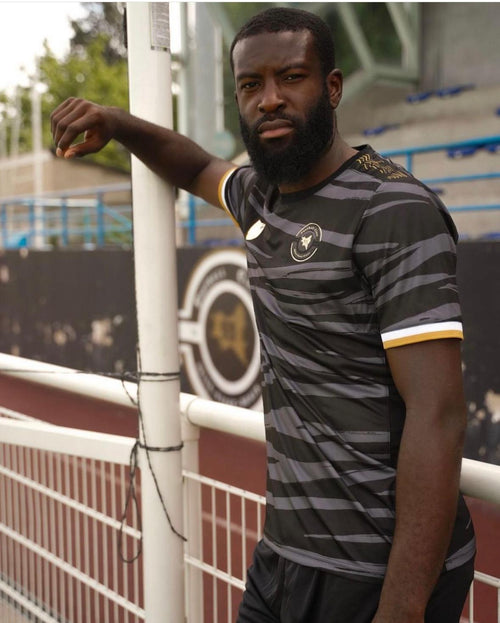 FC93 Home Jersey - Black/Grey/Gold - Footkorner