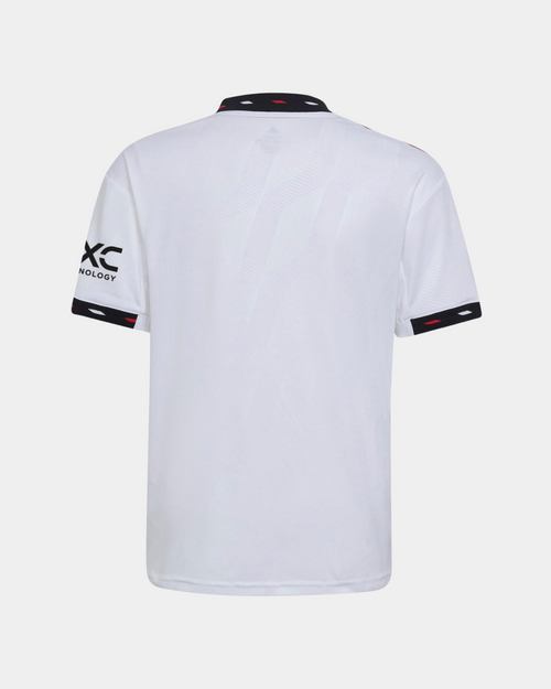 Manchester United Junior Away Jersey 2022/2023 - White/Black/Red - Footkorner
