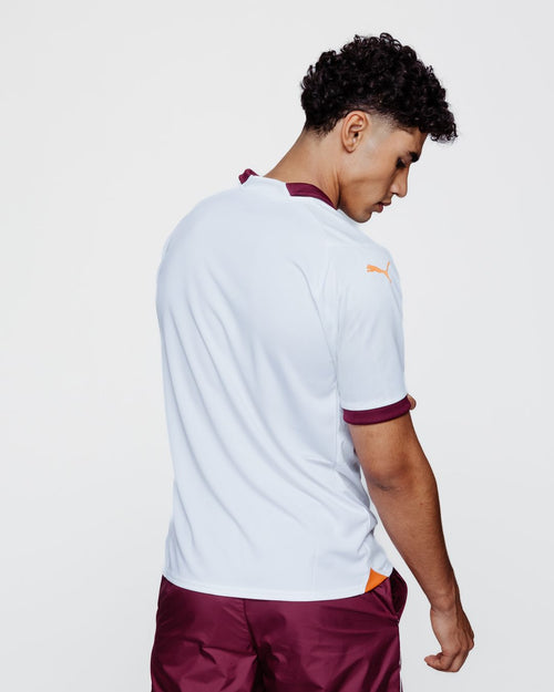 Manchester City Away Jersey 2023/2024 - White/Orange/Bordeaux - Footkorner