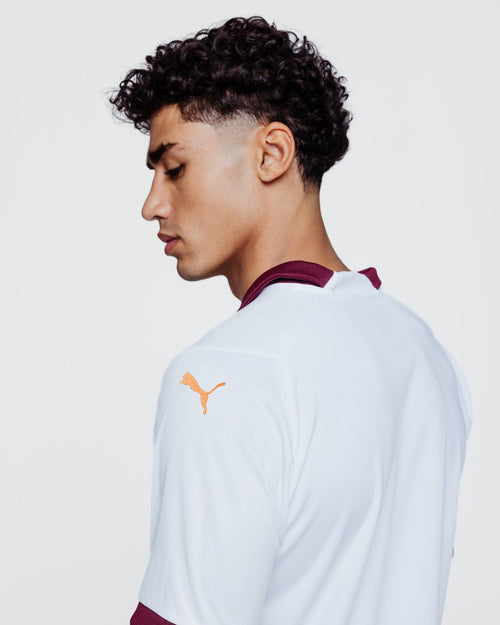 Manchester City Away Jersey 2023/2024 - White/Orange/Bordeaux - Footkorner